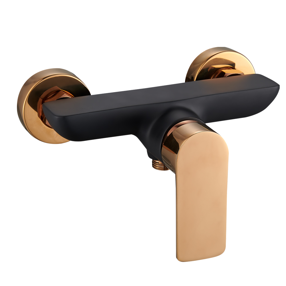 Bateria prysznicowa ścienna w kolorze czarno-złotym