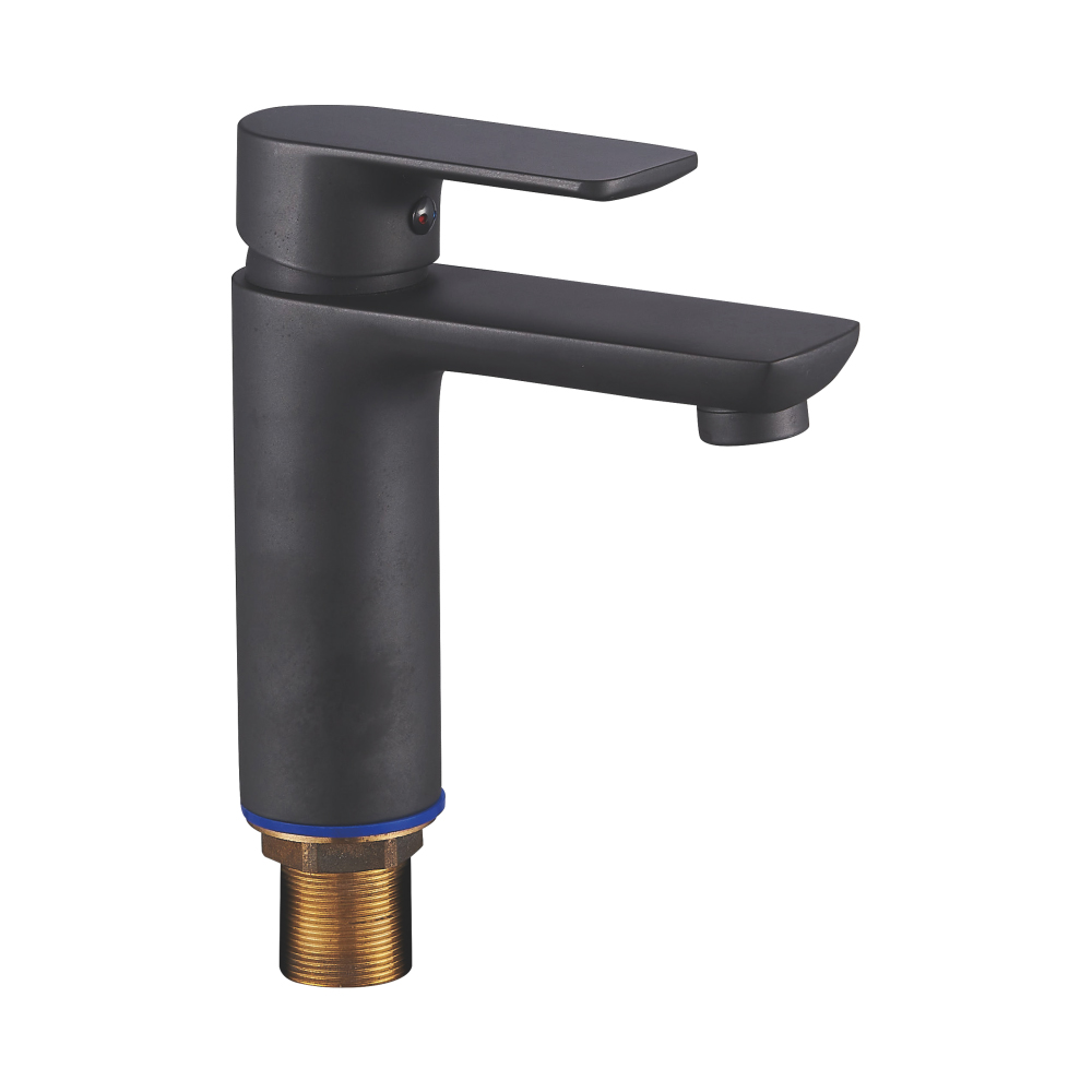 Czarny jednootworowy kran umywalkowy