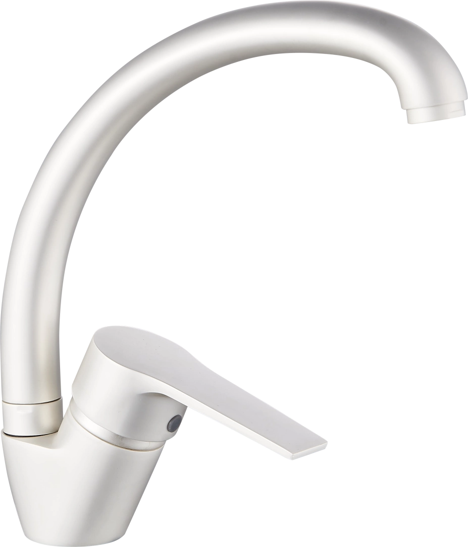 Matowy biały komercyjny kran kuchenny